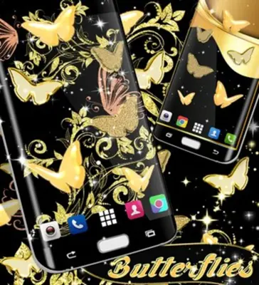 Gold butterfly live wallpaper android App screenshot 2